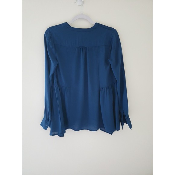 Anthropologie Maeve Womens Laikin Popover Blue Teal Long Sleeve Tunic Top Size 0 - Picture 3 of 11